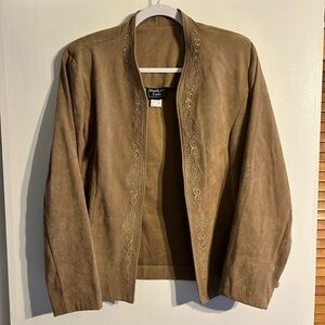 Vintage Southern Lady Brown Suede Leather Embroidered Jacket